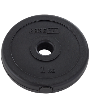 Диск пластиковый BASEFIT BB-203  1 кг, d=26 мм, черный.