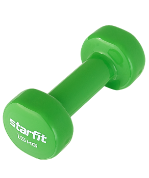 Гантель виниловая STARFIT DB-101 1,5 кг, зеленый.