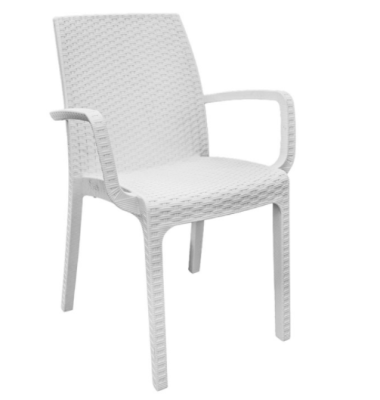 Стул с подлокотниками стопирующийся RATTAN INDIANA, цвет белый