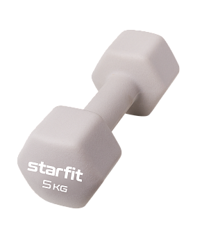 Гантель неопреновая STARFIT DB-201 5 кг, тепло-серый пастель.