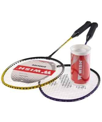 УЦЕНКА Набор для бадминтона Steeltec 216, 2 ракетки и 2 волана, фиолетовый/желтый