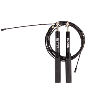 БЕЗ УПАКОВКИ Скакалка скоростная RP-301 металл, 3 м, с подшипниками и шарнирами, черный