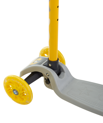 БЕЗ УПАКОВКИ Самокат 3-колесный Loop, 120/70 мм, серый/желтый