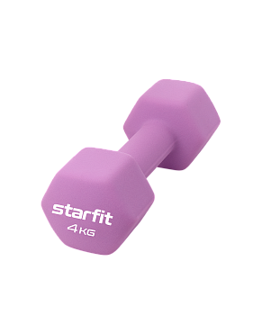 Гантель неопреновая STARFIT DB-201 4 кг, фиолетовый пастель.